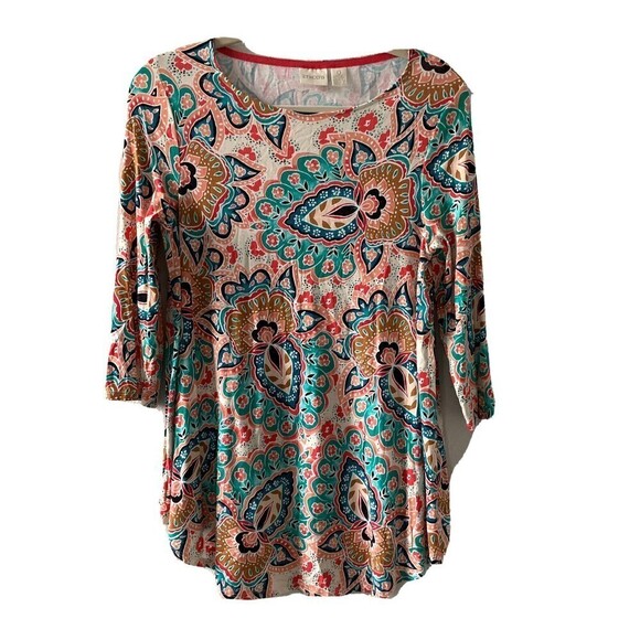 Chico's Tops - Chico's Womens Size Small Multicolor Paisley Print Rayon Stretch Blouse Top